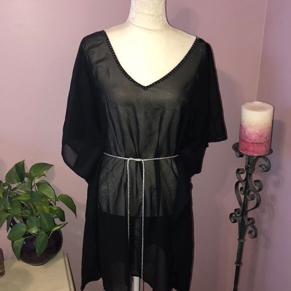 Swim cover up sheer black shimmer - Picture 1 of 3
